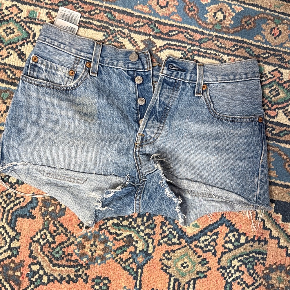 Levi's Light Blue Distressed Jean Shorts